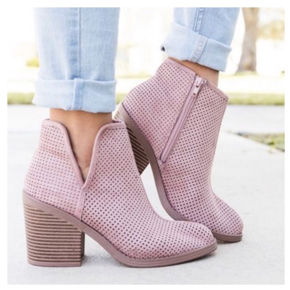 Perforated Mauve Perforated Ankle Booties
